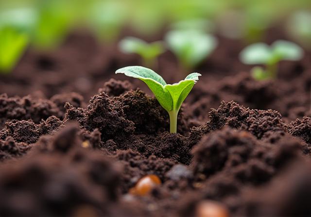 Close-up of nutrient-rich organic soil.